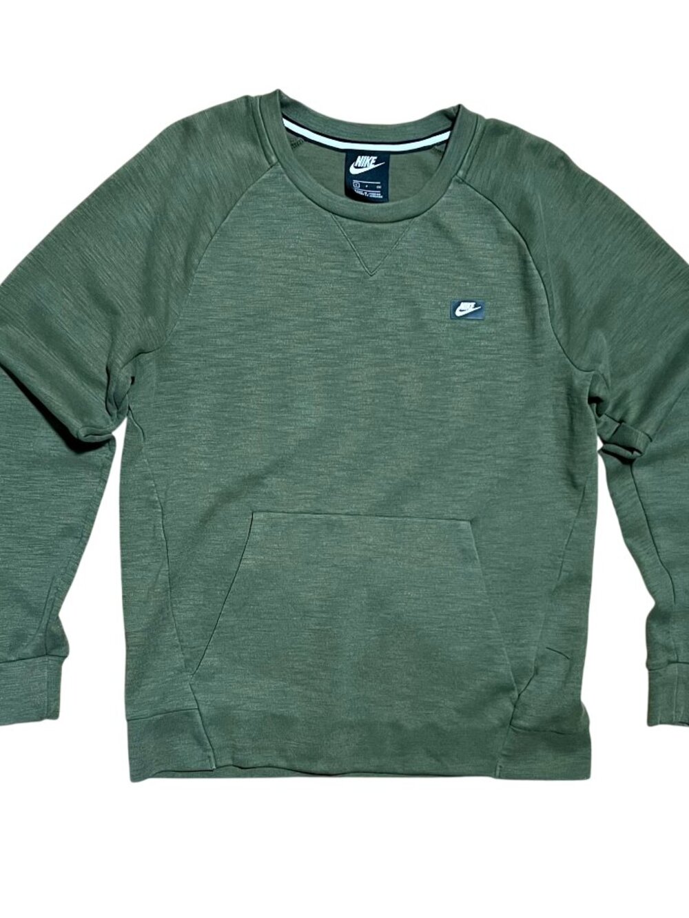 Nike Classic Olive Green Pouch Crew Neck Sweatshirt, Men's Small